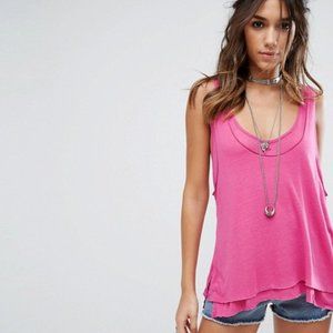 NWT Free People pink Karmen dual layer tank top